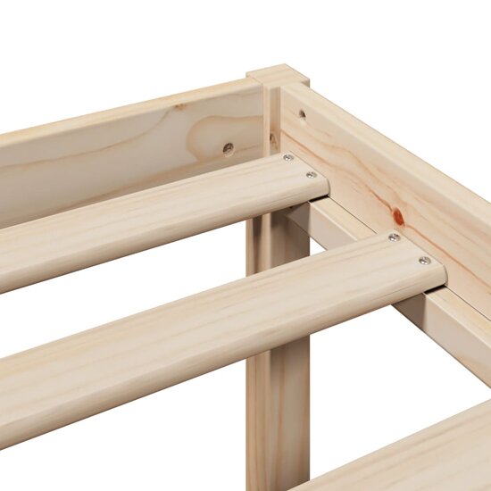 Bed Met Boekenkast Zonder Matras Massief Grenenhout 120 x 190 cm Naturel