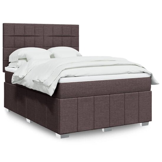 Boxspring Met Matras Stof 160 x 200 cm Donkerbruin