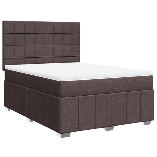 Boxspring Met Matras Stof 160 x 200 cm Donkerbruin