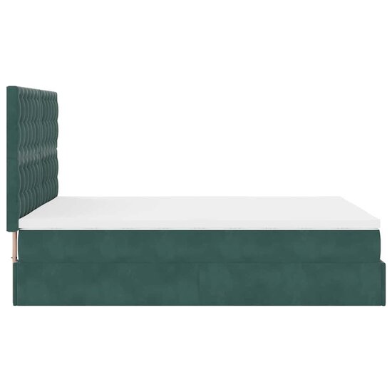 Ottoman Bed Met Matrassen En Led&#039;s 140X190Cm Fluweel 140 x 190 cm Donkergroen