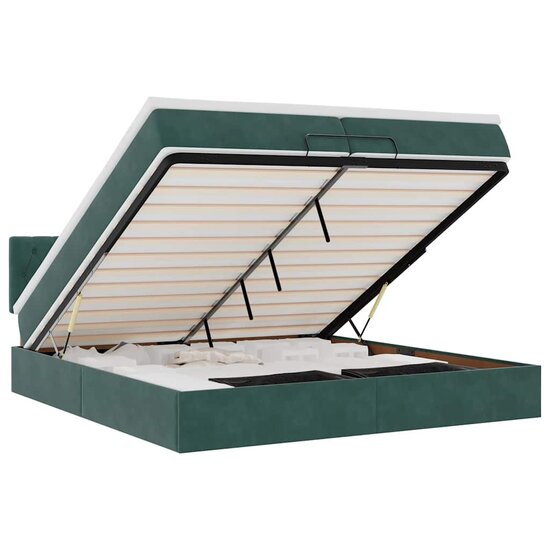 Ottoman Bed Met Matras Fluweel 200 x 200 cm Donkergroen