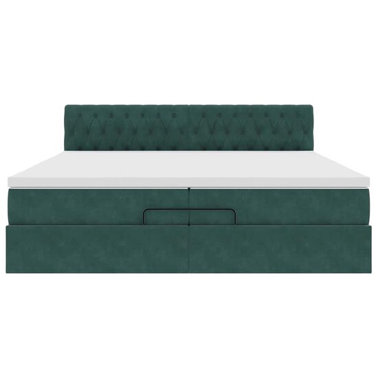 Ottoman Bed Met Matras Fluweel 200 x 200 cm Donkergroen