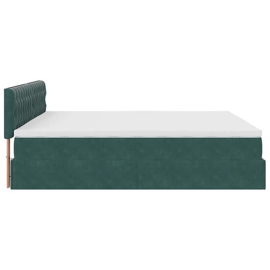 Ottoman Bed Met Matras Fluweel 200 x 200 cm Donkergroen