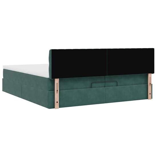 Ottoman Bed Met Matras Fluweel 200 x 200 cm Donkergroen