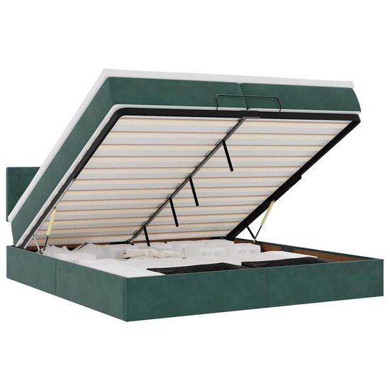 Ottoman Bed Met Matras Fluweel 200 x 200 cm Donkergroen