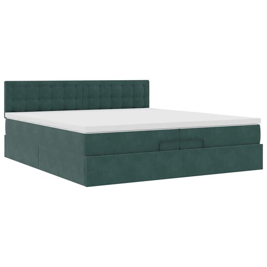 Ottoman Bed Met Matras Fluweel 200 x 200 cm Donkergroen