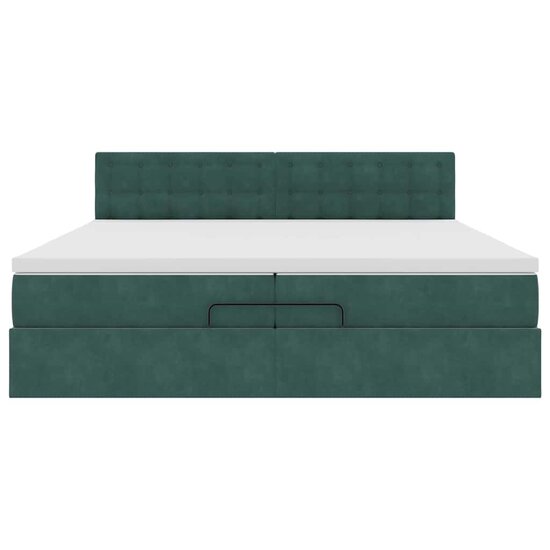 Ottoman Bed Met Matras Fluweel 200 x 200 cm Donkergroen