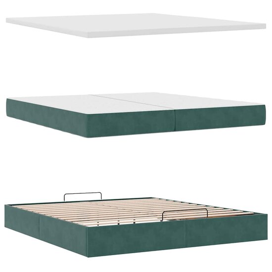 Ottoman Bed Met Matras Fluweel 200 x 200 cm Donkergroen