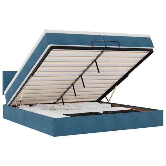 Bed Poef Met Matrassen En Leds Fluweel 200 x 200 cm Donkerblauw