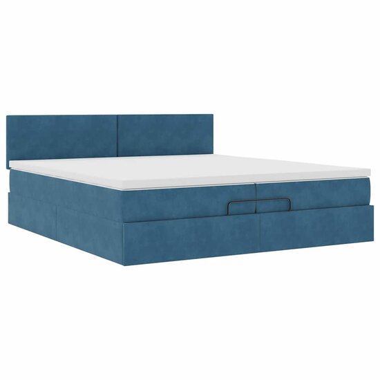Bed Poef Met Matrassen En Leds Fluweel 200 x 200 cm Donkerblauw