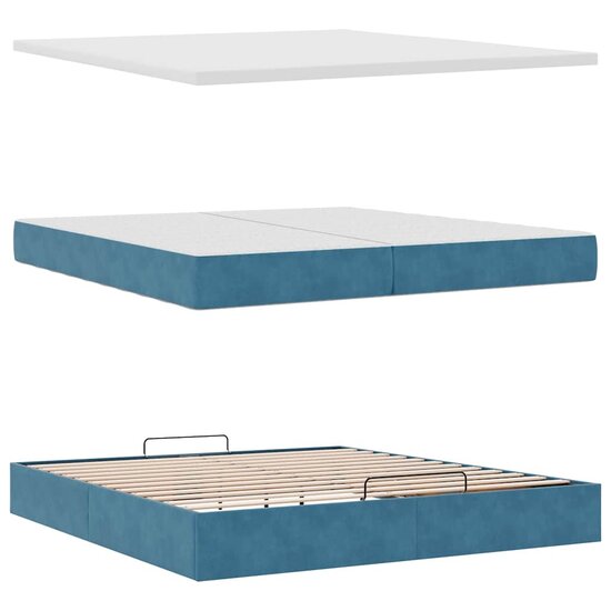Bed Poef Met Matrassen En Leds Fluweel 200 x 200 cm Donkerblauw
