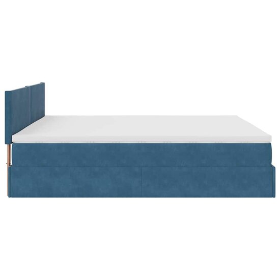 Bed Poef Met Matrassen En Leds Fluweel 200 x 200 cm Donkerblauw