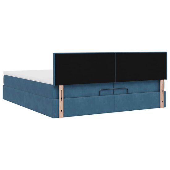 Bed Poef Met Matrassen En Leds Fluweel 200 x 200 cm Donkerblauw