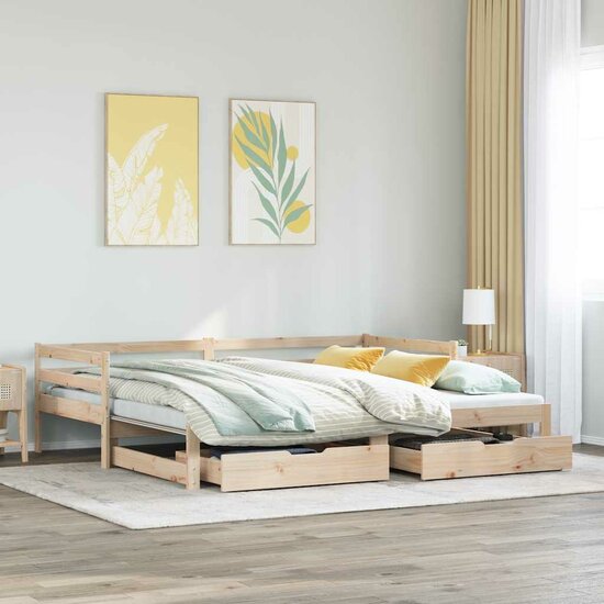 Slaapbank Met Onderschuifbed En Lades Zonder Matras 80X200 Cm