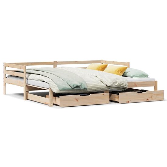 Slaapbank Met Onderschuifbed En Lades Zonder Matras 80X200 Cm