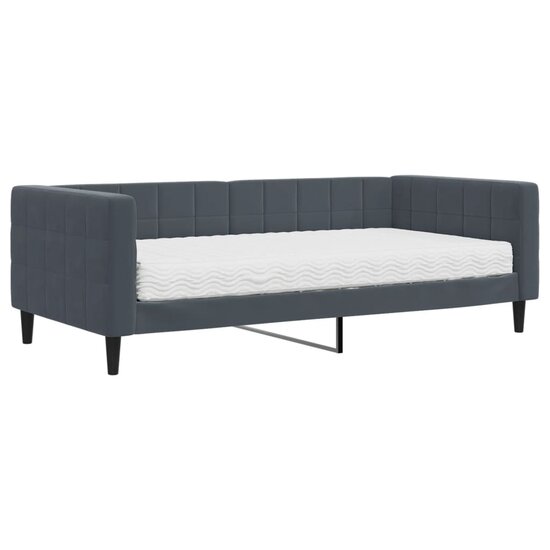 Slaapbank Fluweel Donkergrijs 90 x 190 cm met matras