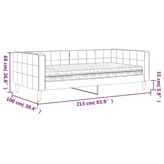 Slaapbank Fluweel Donkergrijs 90 x 190 cm met matras