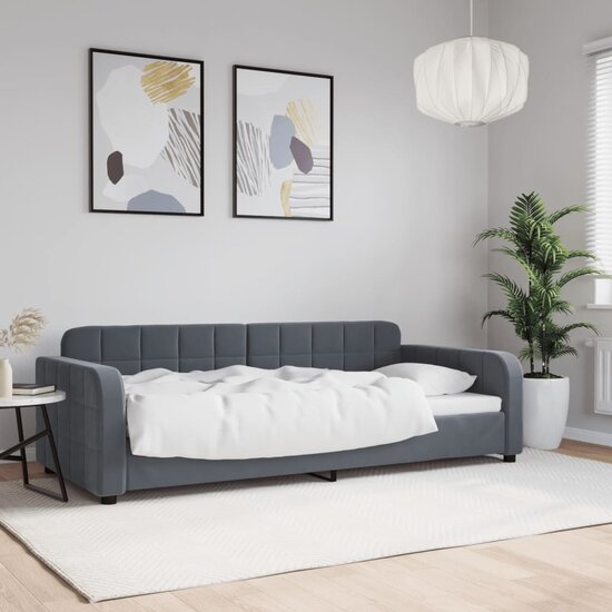 Slaapbank Fluweel 90 x 190 cm Donkergrijs