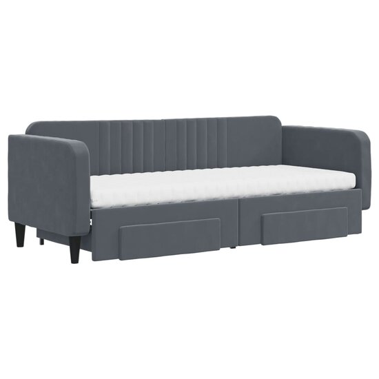 Slaapbank Onderschuifbed En Lades Fluweel 80 x 200 cm Donkergrijs