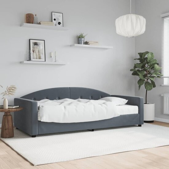 Slaapbank Fluweel Donkergrijs 90 x 190 cm met matras