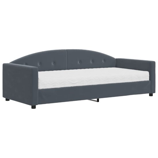 Slaapbank Fluweel Donkergrijs 90 x 190 cm met matras