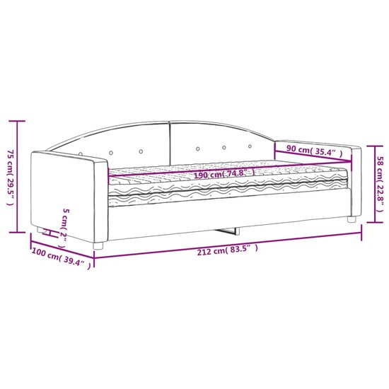 Slaapbank Fluweel Donkergrijs 90 x 190 cm met matras