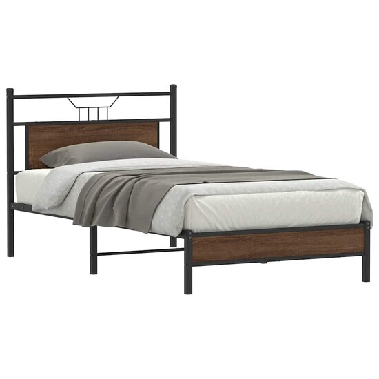 Bedframe Zonder Matras Spaanplaat Ig 107 x 203 cm bruin eikenkleur