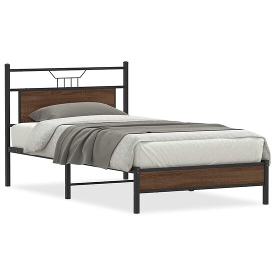 Bedframe Zonder Matras Spaanplaat Ig 107 x 203 cm bruin eikenkleur