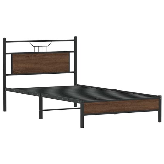 Bedframe Zonder Matras Spaanplaat Ig 107 x 203 cm bruin eikenkleur