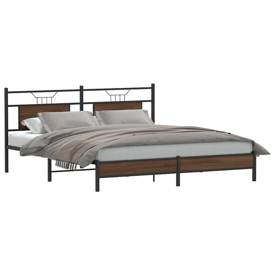 Bedframe Zonder Matras Bewerkt Hout 160 x 200 cm bruin eikenkleur