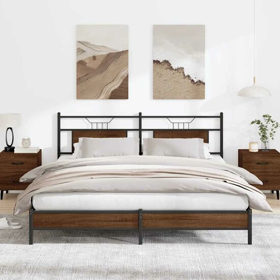 Bedframe Zonder Matras Bewerkt Hout 160 x 200 cm bruin eikenkleur