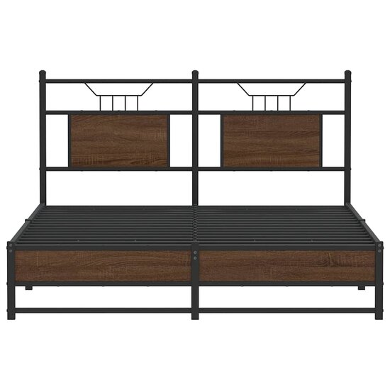 Bedframe Zonder Matras Bewerkt Hout 137 x 190 cm bruin eikenkleur
