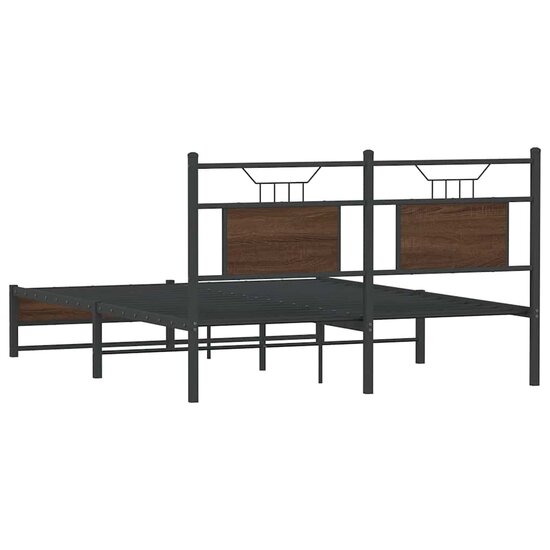 Bedframe Zonder Matras Bewerkt Hout 137 x 190 cm bruin eikenkleur