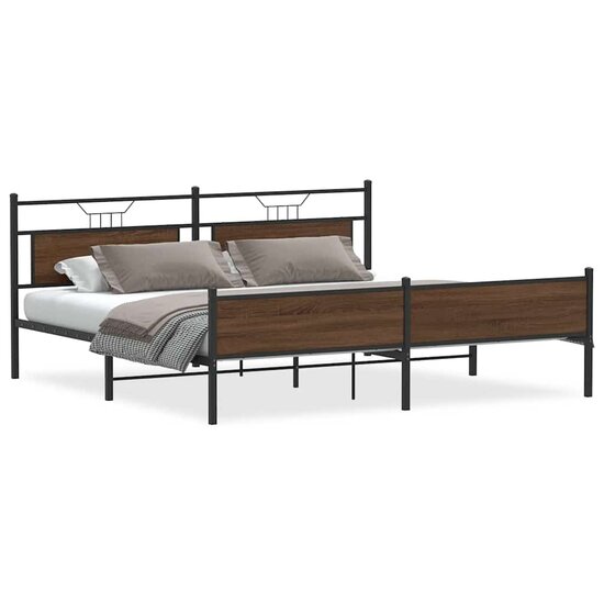 Bedframe Zonder Matras Metaal Ig 200 x 200 cm bruin eikenkleur