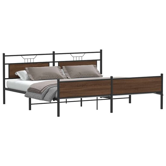 Bedframe Zonder Matras Metaal Ig 200 x 200 cm bruin eikenkleur