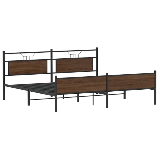 Bedframe Zonder Matras Metaal Ig 200 x 200 cm bruin eikenkleur