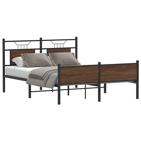 Bedframe Zonder Matras Bewerkt Hout 150 x 200 cm bruin eikenkleur