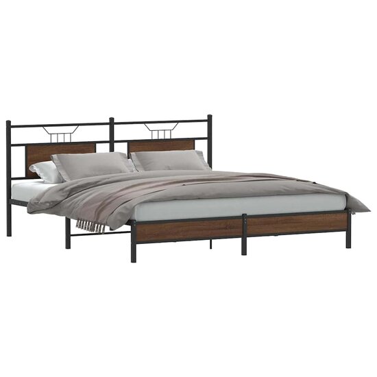 Bedframe Zonder Matras Spaanplaat Ig 183 x 213 cm bruin eikenkleur