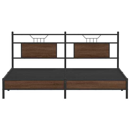 Bedframe Zonder Matras Spaanplaat Ig 183 x 213 cm bruin eikenkleur