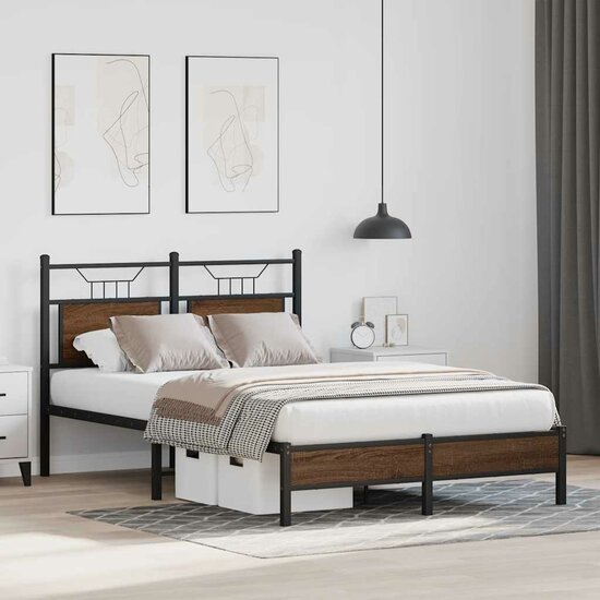Bedframe Zonder Matras Bewerkt Hout 120 x 200 cm bruin eikenkleur