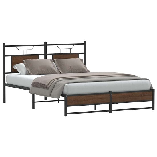 Bedframe Zonder Matras Bewerkt Hout 140 x 200 cm bruin eikenkleur