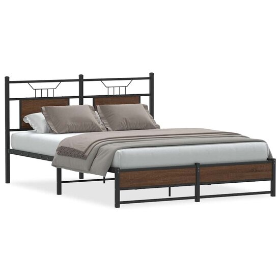 Bedframe Zonder Matras Bewerkt Hout 140 x 200 cm bruin eikenkleur