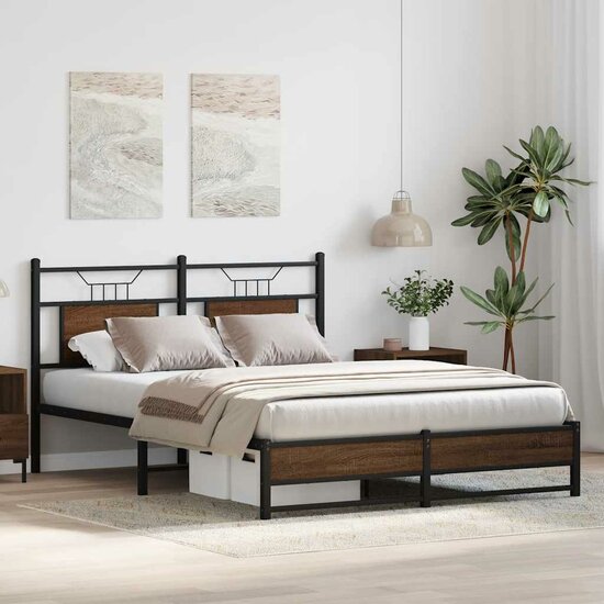 Bedframe Zonder Matras Bewerkt Hout 140 x 200 cm bruin eikenkleur