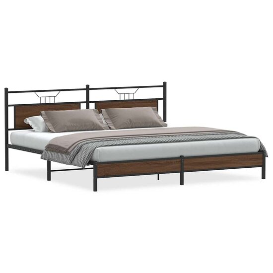 Bedframe Zonder Matras Metaal Ig 200 x 200 cm bruin eikenkleur