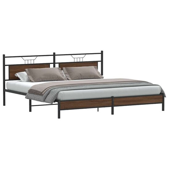 Bedframe Zonder Matras Metaal Ig 200 x 200 cm bruin eikenkleur