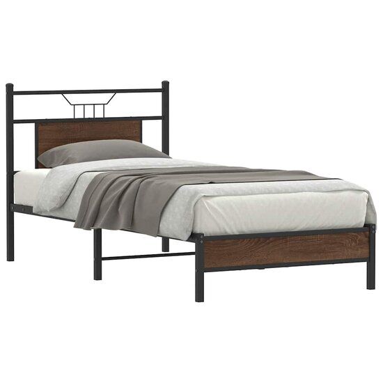 Bedframe Zonder Matras Bewerkt Hout 80 x 200 cm bruin eikenkleur