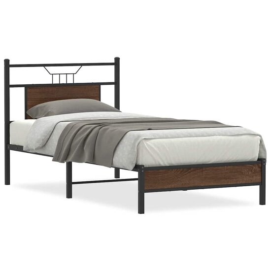Bedframe Zonder Matras Bewerkt Hout 80 x 200 cm bruin eikenkleur