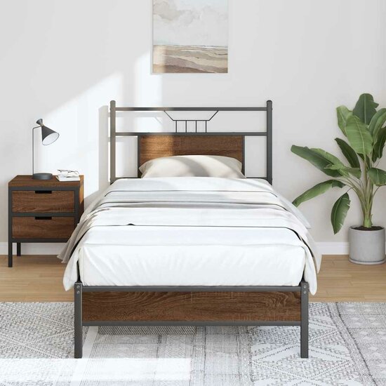 Bedframe Zonder Matras Bewerkt Hout 80 x 200 cm bruin eikenkleur
