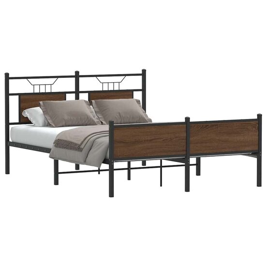 Bedframe Zonder Matras Bewerkt Hout 140 x 190 cm bruin eikenkleur