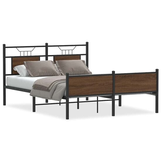 Bedframe Zonder Matras Bewerkt Hout 140 x 190 cm bruin eikenkleur